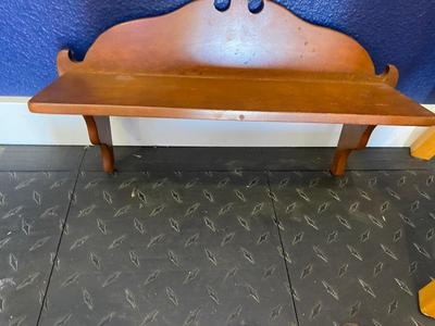 2 WALL SHELFS AND AN OAK STOOL