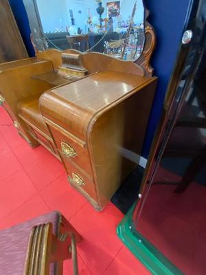 BEAUTIFUL 1930’s-1940’s WATERFALL VANITY AND STOOL