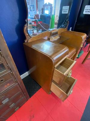 BEAUTIFUL 1930’s-1940’s WATERFALL VANITY AND STOOL