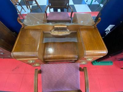 BEAUTIFUL 1930’s-1940’s WATERFALL VANITY AND STOOL