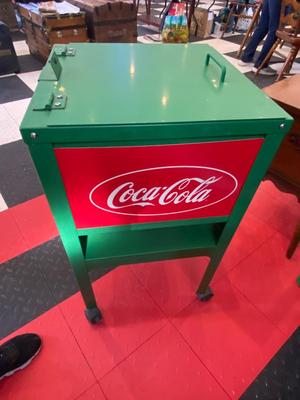 VINTAGE METAL COCA-COLA ROLLING ICE CHEST