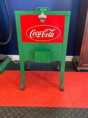 VINTAGE METAL COCA-COLA ROLLING ICE CHEST