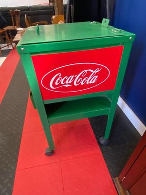 VINTAGE METAL COCA-COLA ROLLING ICE CHEST