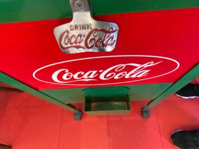 VINTAGE METAL COCA-COLA ROLLING ICE CHEST