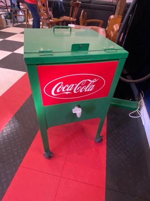 VINTAGE METAL COCA-COLA ROLLING ICE CHEST