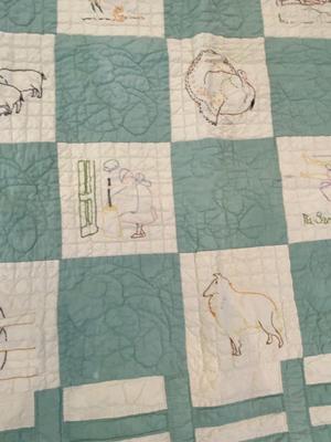ADORABLE BARNYARD HANDMADE EMBROIDERED QUILT