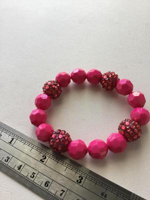 Hot pink beaded stretchy fashion bracelet