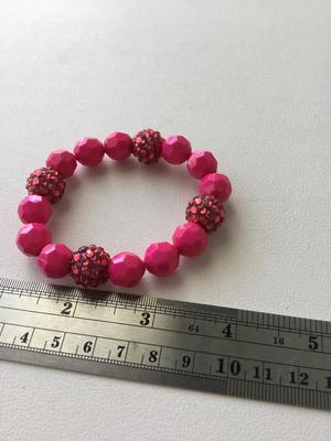 Hot pink beaded stretchy fashion bracelet
