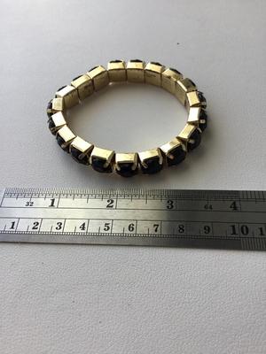 Gold tone stretchy black fashion bracelet