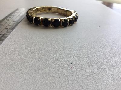 Gold tone stretchy black fashion bracelet