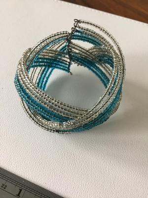 Blue beaded cuff bracelet