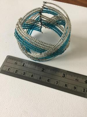 Blue beaded cuff bracelet