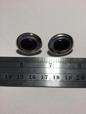 Beautiful silver tone and black oval vintage clip on earrings