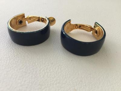 Vintage blue small hoop clip on earrings
