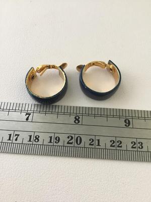 Vintage blue small hoop clip on earrings