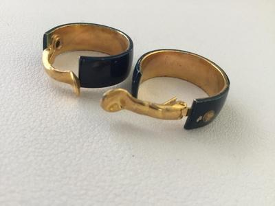 Vintage blue small hoop clip on earrings