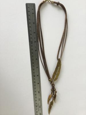 Gold tone multi strand leaf necklace