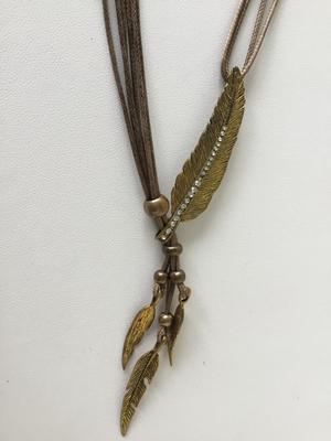 Gold tone multi strand leaf necklace
