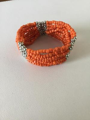 Beautiful orange multilayer beaded stretchy bracelet