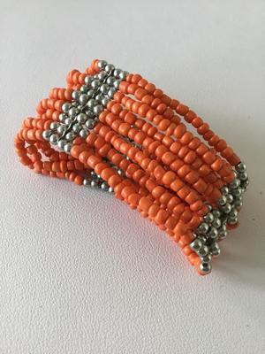 Beautiful orange multilayer beaded stretchy bracelet