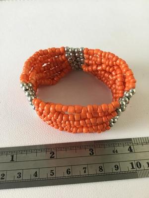 Beautiful orange multilayer beaded stretchy bracelet