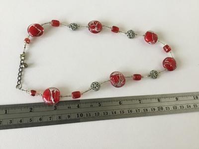 Red faux fashion beaded necklace