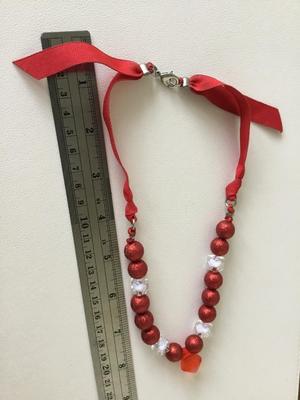 Red beaded rope type vintage fashion necklace