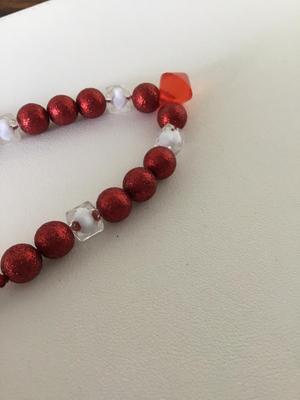 Red beaded rope type vintage fashion necklace