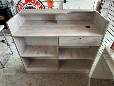 RETAIL CHECKOUT COUNTER WITH LIGHTED DISPLAY CASE