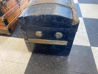 ANTIQUE TRUNK WITH BRASS ACCENTS