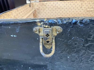 ANTIQUE TRUNK WITH BRASS ACCENTS