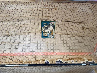 ANTIQUE TRUNK WITH BRASS ACCENTS