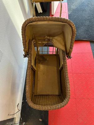 ANTIQUE WICKER DOLL CARRIAGE