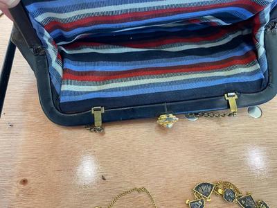 VINTAGE CLUTCH AND COSTUME JEWELRY