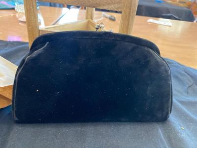 PARAY CLUTCH, WIND UP WATCH, BROOCH, CHOKER, AND EARRINGS