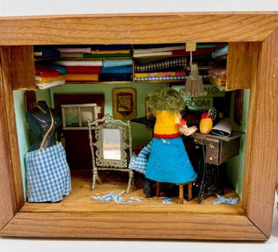 Sewing Room or Tailor Homemade 3D Miniature scene setting display with light