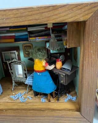 Sewing Room or Tailor Homemade 3D Miniature scene setting display with light
