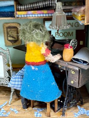 Sewing Room or Tailor Homemade 3D Miniature scene setting display with light