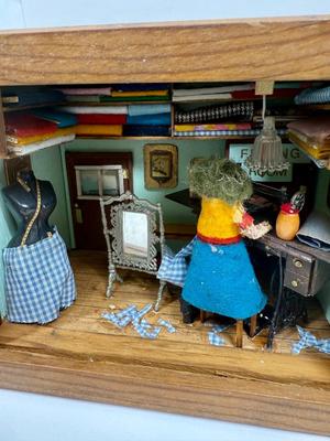 Sewing Room or Tailor Homemade 3D Miniature scene setting display with light