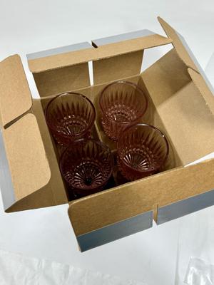 Pink Glass Wine Goblet Fostoria Reproduction Vintage Stemware set of 4 in box
