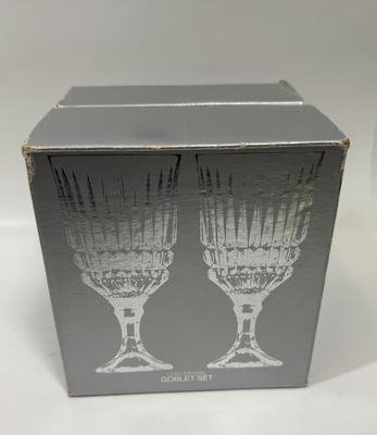 Pink Glass Wine Goblet Fostoria Reproduction Vintage Stemware set of 4 in box