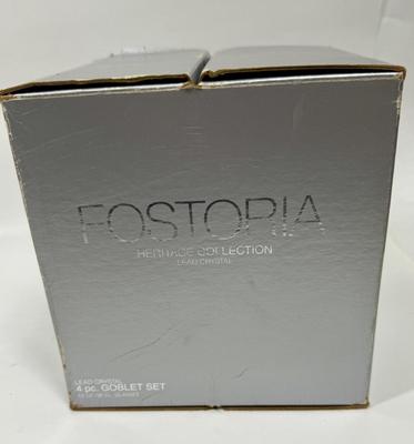 Pink Glass Wine Goblet Fostoria Reproduction Vintage Stemware set of 4 in box