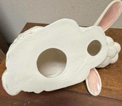 Vintage Arnart Ceramic White Easter Bunny Rabbit figurines set 12" tall