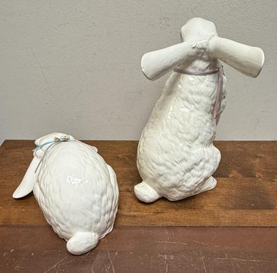 Vintage Arnart Ceramic White Easter Bunny Rabbit figurines set 12" tall