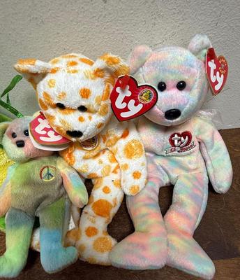 Beanie Baby Lot of 5 - Ty bears and one frog - Original Tags Attached