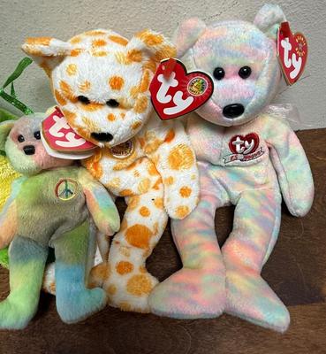 Beanie Baby Lot of 5 - Ty bears and one frog - Original Tags Attached