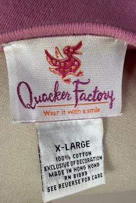 Womens Quacker Factory Pink size 1X Shirt with Flamingo & Cocktail beaded Design