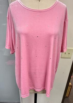Womens Quacker Factory Pink size 1X Shirt with rhinestone pattern