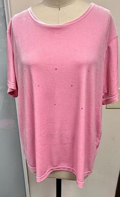 Womens Quacker Factory Pink size 1X Shirt with rhinestone pattern