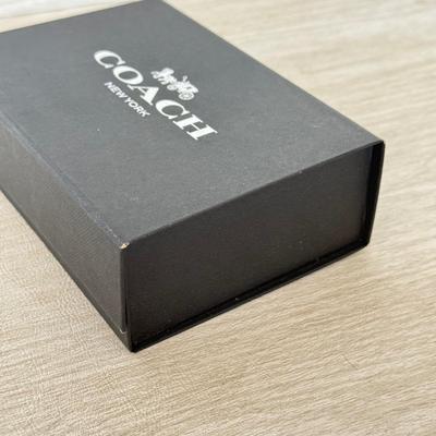 LOT 381D: Black Coach Gift Boxes & Cloth Bags w/ Leather Tags